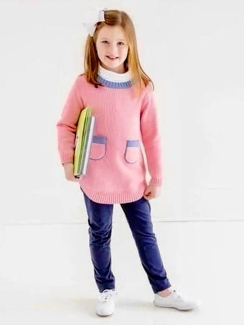 The Beaufort Bonnet Company Pink Sweater with Blue Trim - 5